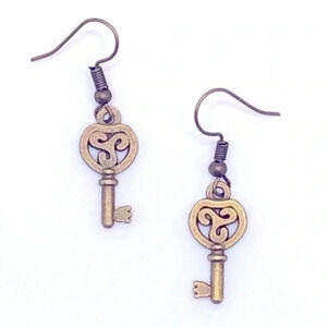 3 for $25/ Antique Bronze Style Handmade Key Earrings G NWT